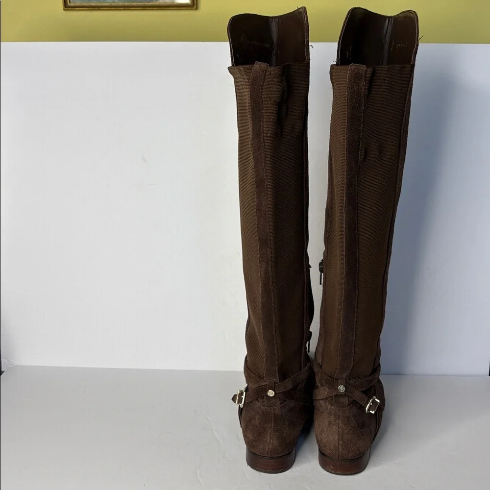Antonio Melani Brown Suede Over the Knee Boots w/Harness Straps